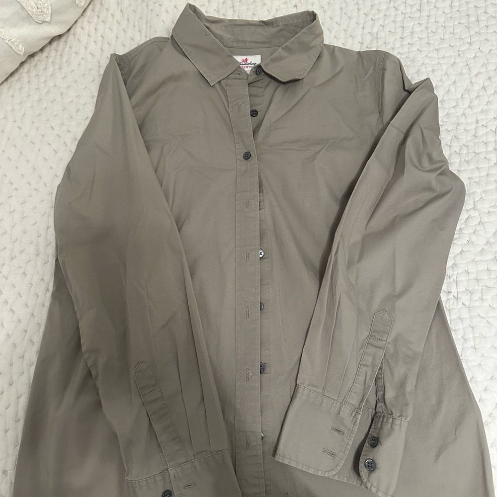 J. Crew Olive Button-Up Blouse